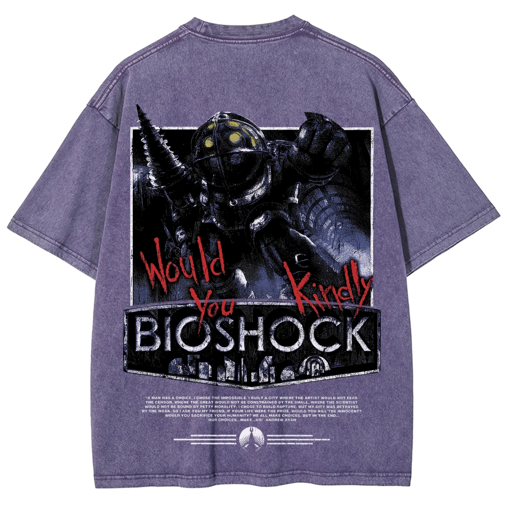 Bioshock Would You Kindly Art Horror Washed T-Shirt
