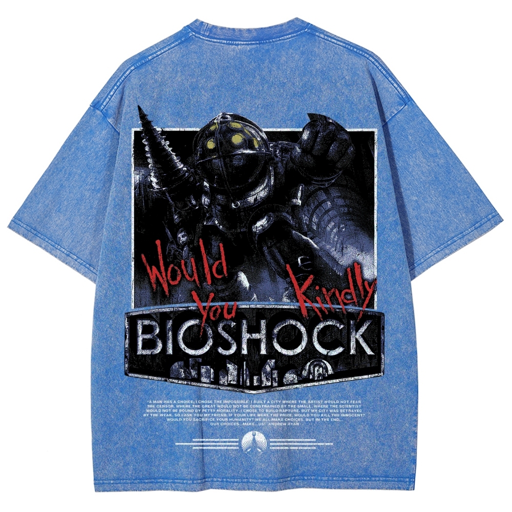 Bioshock Would You Kindly Art Horror Washed T-Shirt