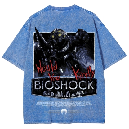 Bioshock Would You Kindly Art Horror Washed T-Shirt