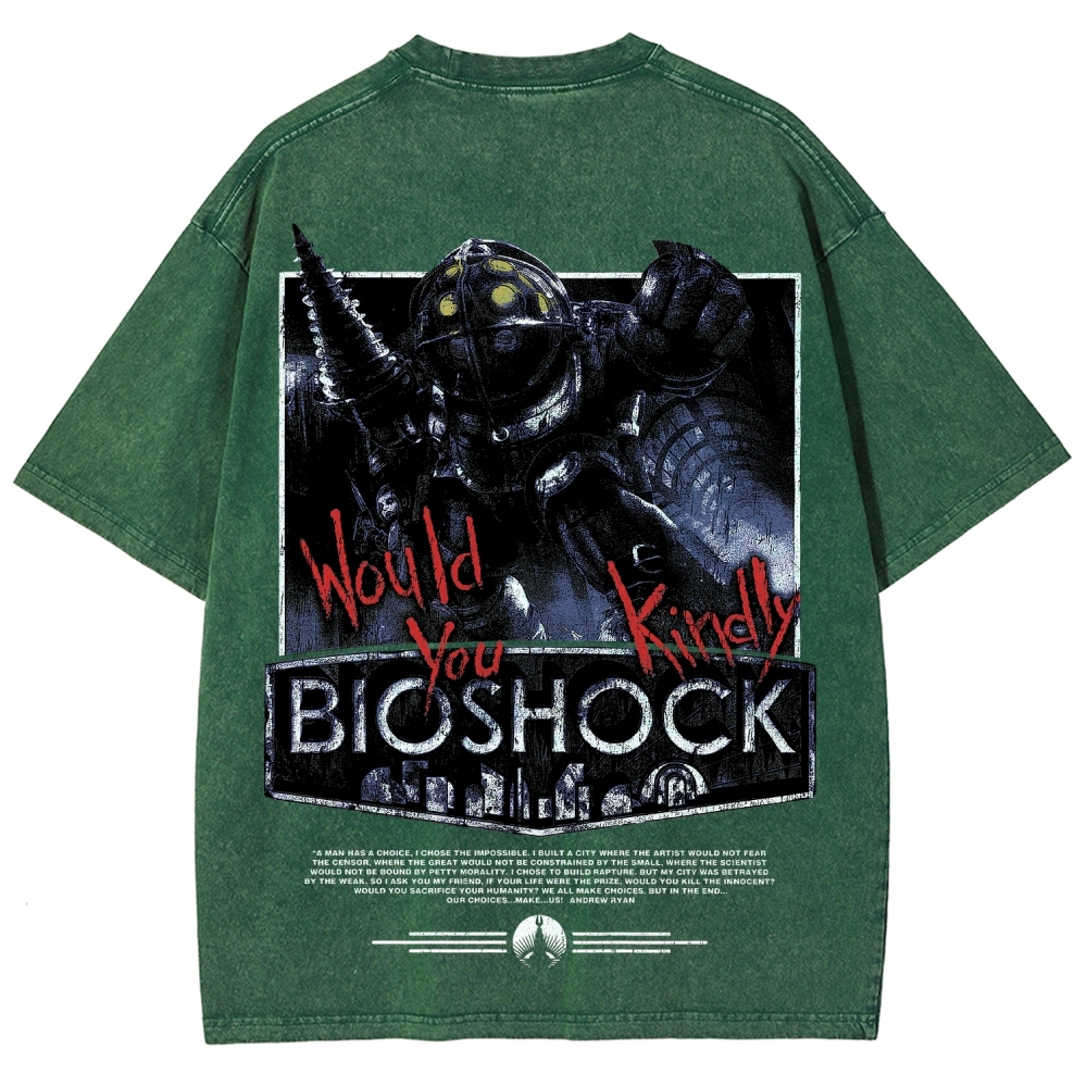 Bioshock Would You Kindly Art Horror Washed T-Shirt