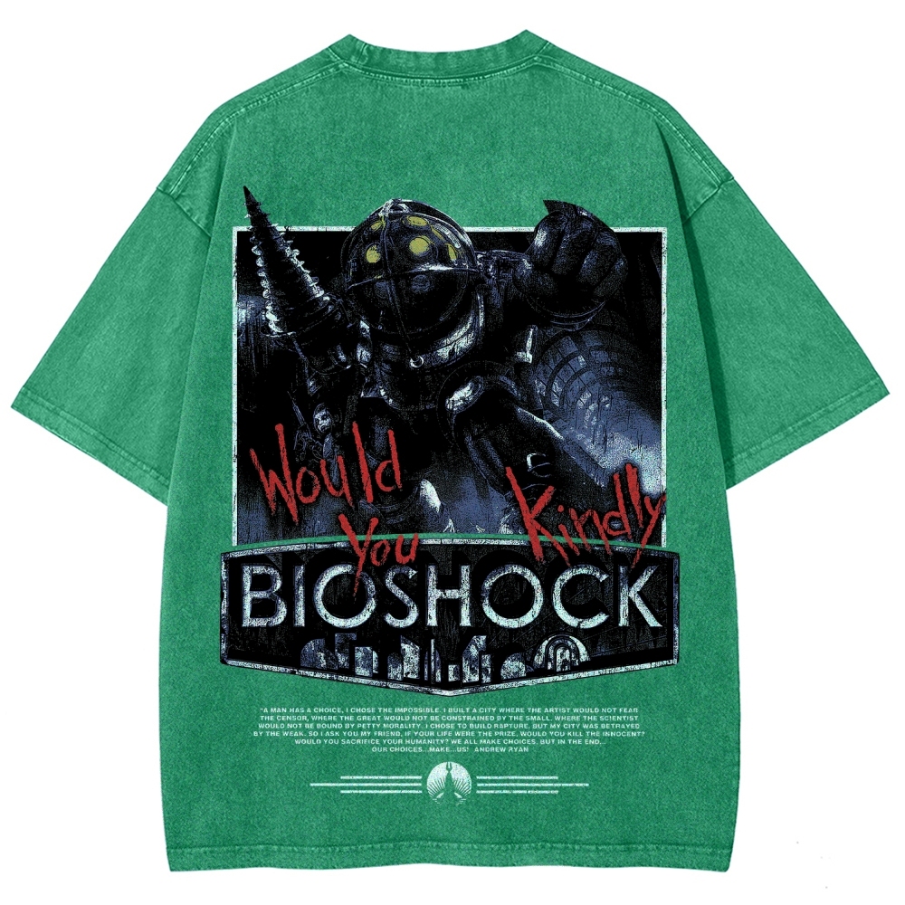 Bioshock Would You Kindly Art Horror Washed T-Shirt