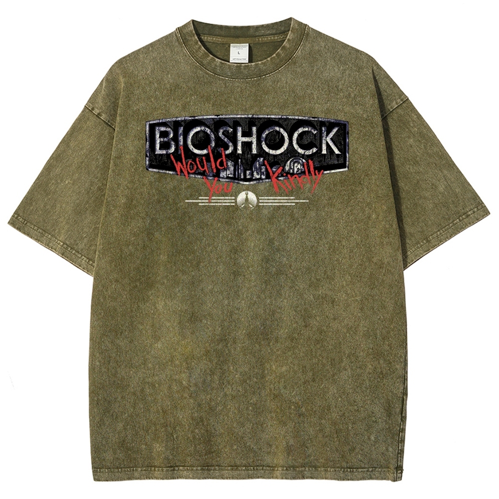 Bioshock Would You Kindly Art Horror Washed T-Shirt