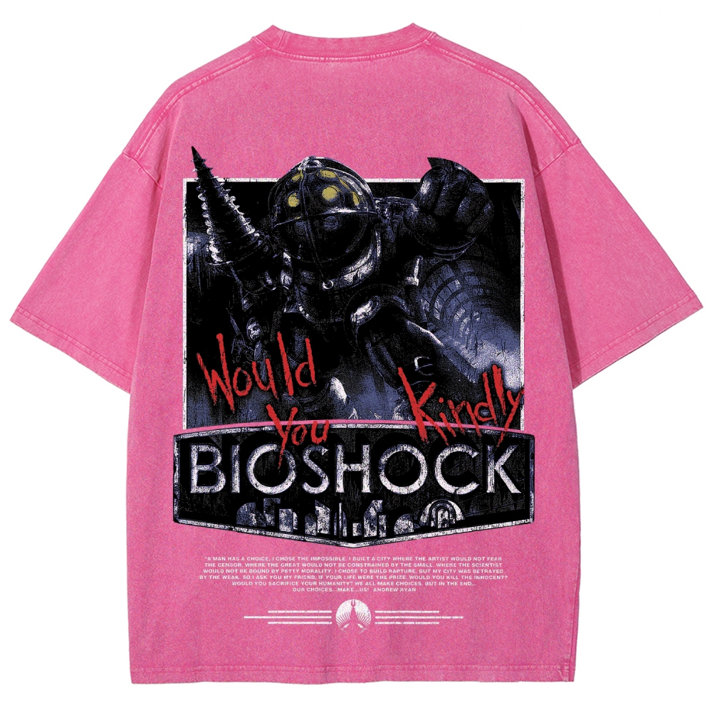 Bioshock Would You Kindly Art Horror Washed T-Shirt