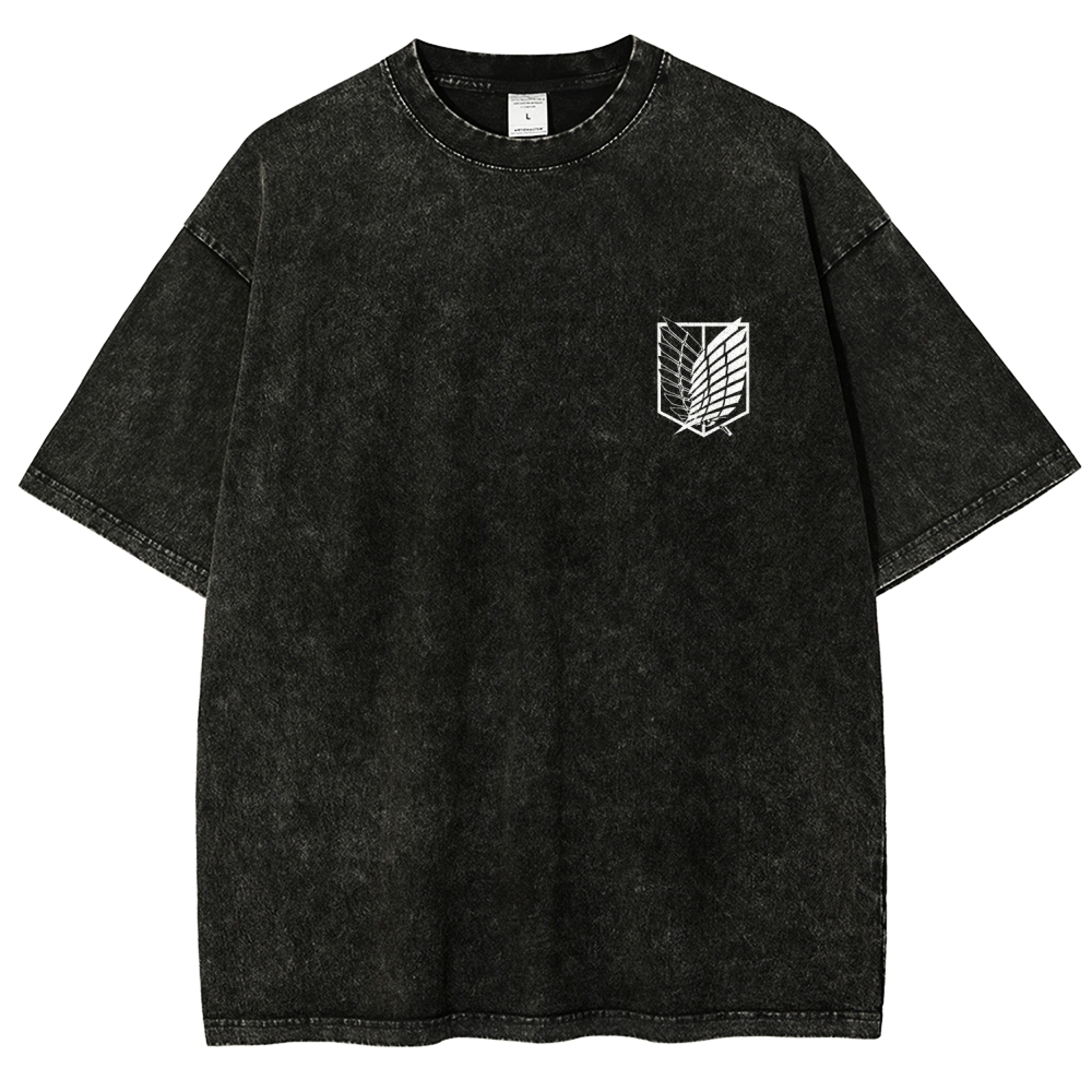 Attack on Titan Anime Acid Washed Oversize T-Shirt