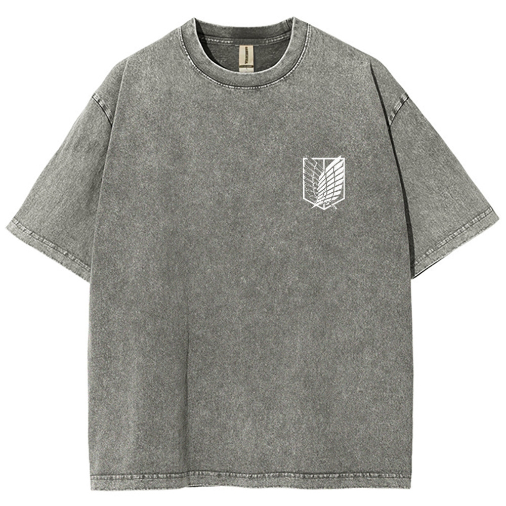 Attack on Titan Anime Acid Washed Oversize T-Shirt