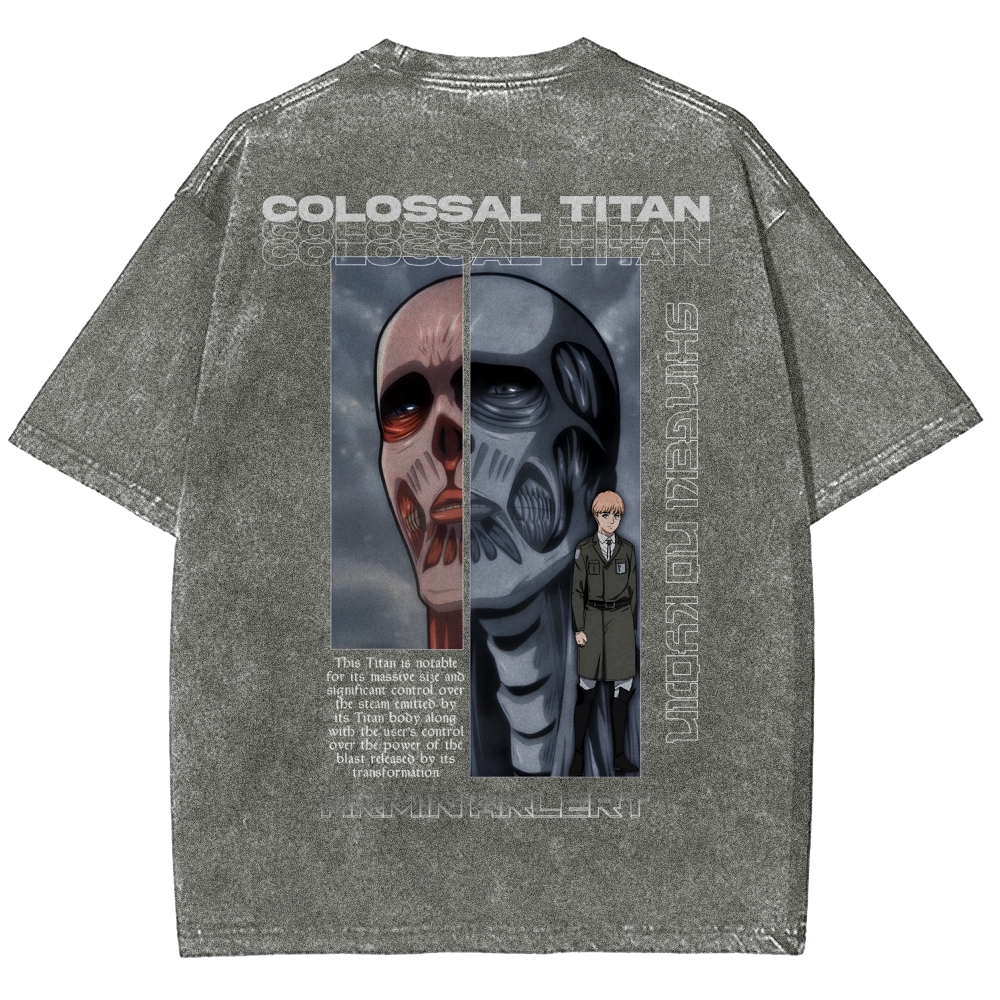 Attack on Titan Anime Acid Washed Oversize T-Shirt