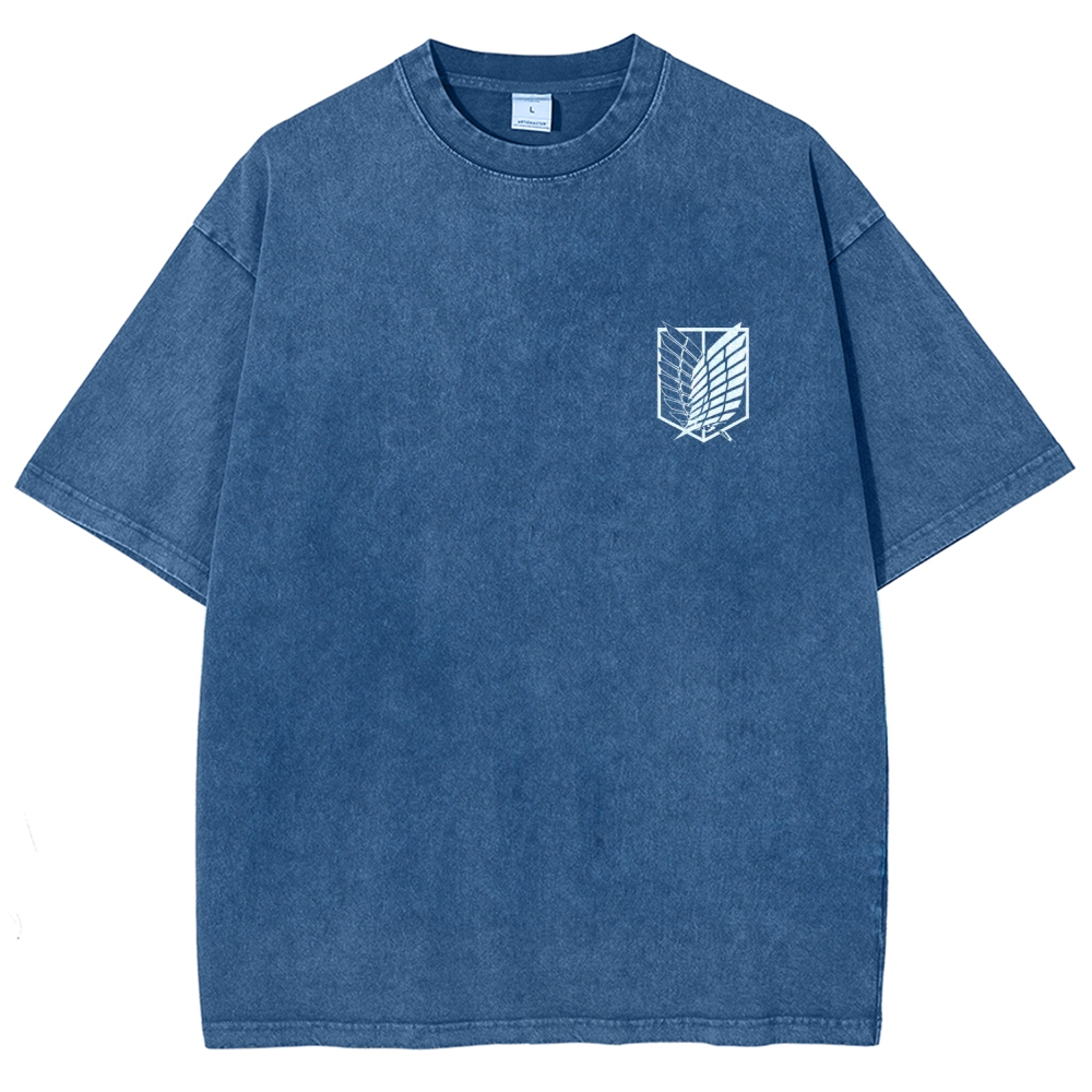 Attack on Titan Anime Acid Washed Oversize T-Shirt