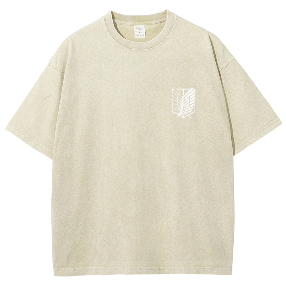 Attack on Titan Anime Acid Washed Oversize T-Shirt