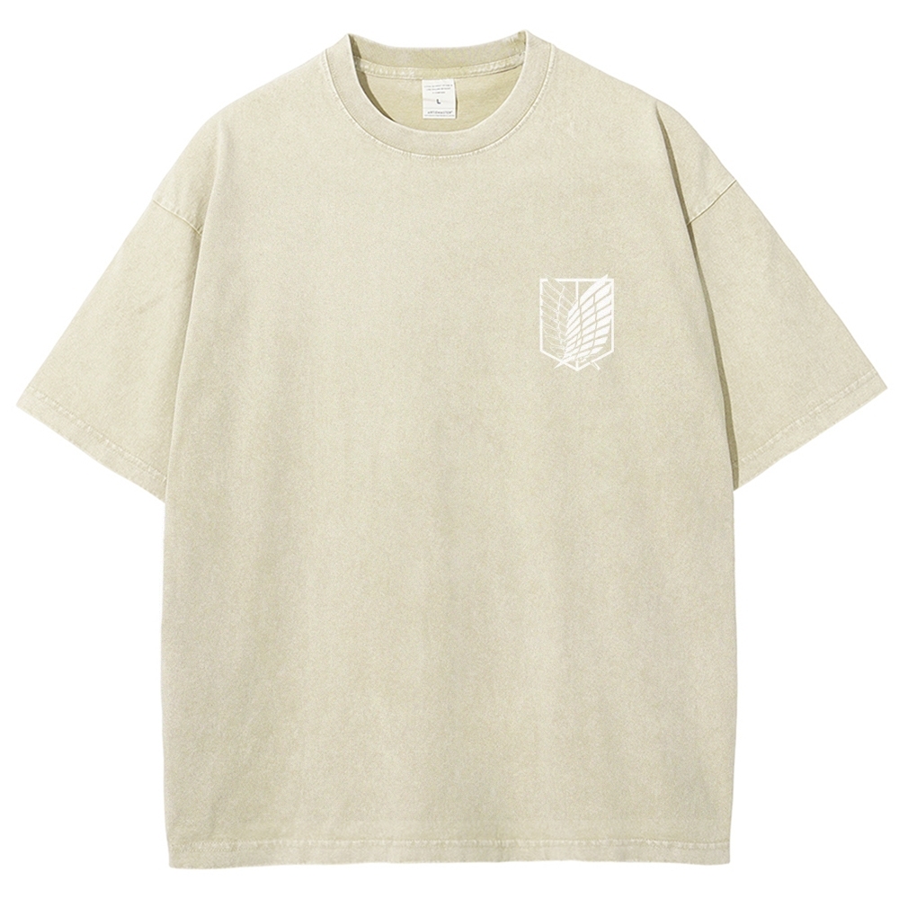 Attack on Titan Anime Acid Washed Oversize T-Shirt