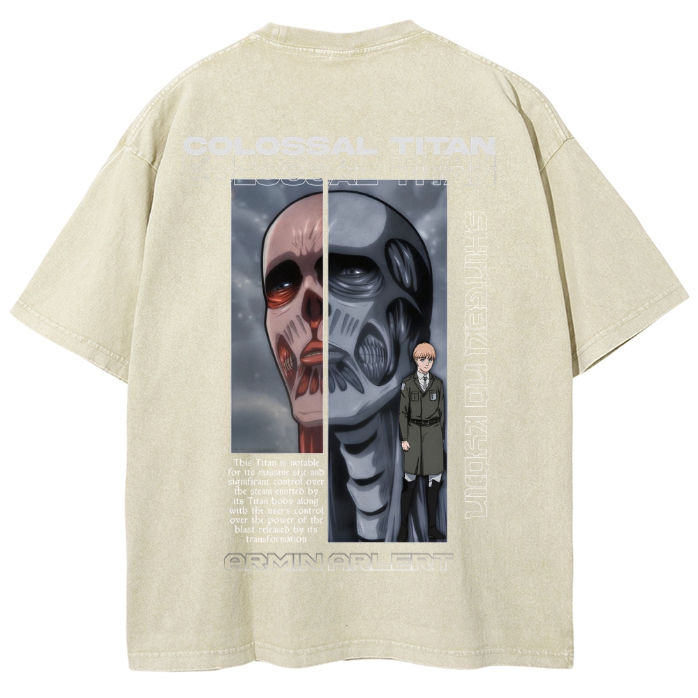 Attack on Titan Anime Acid Washed Oversize T-Shirt