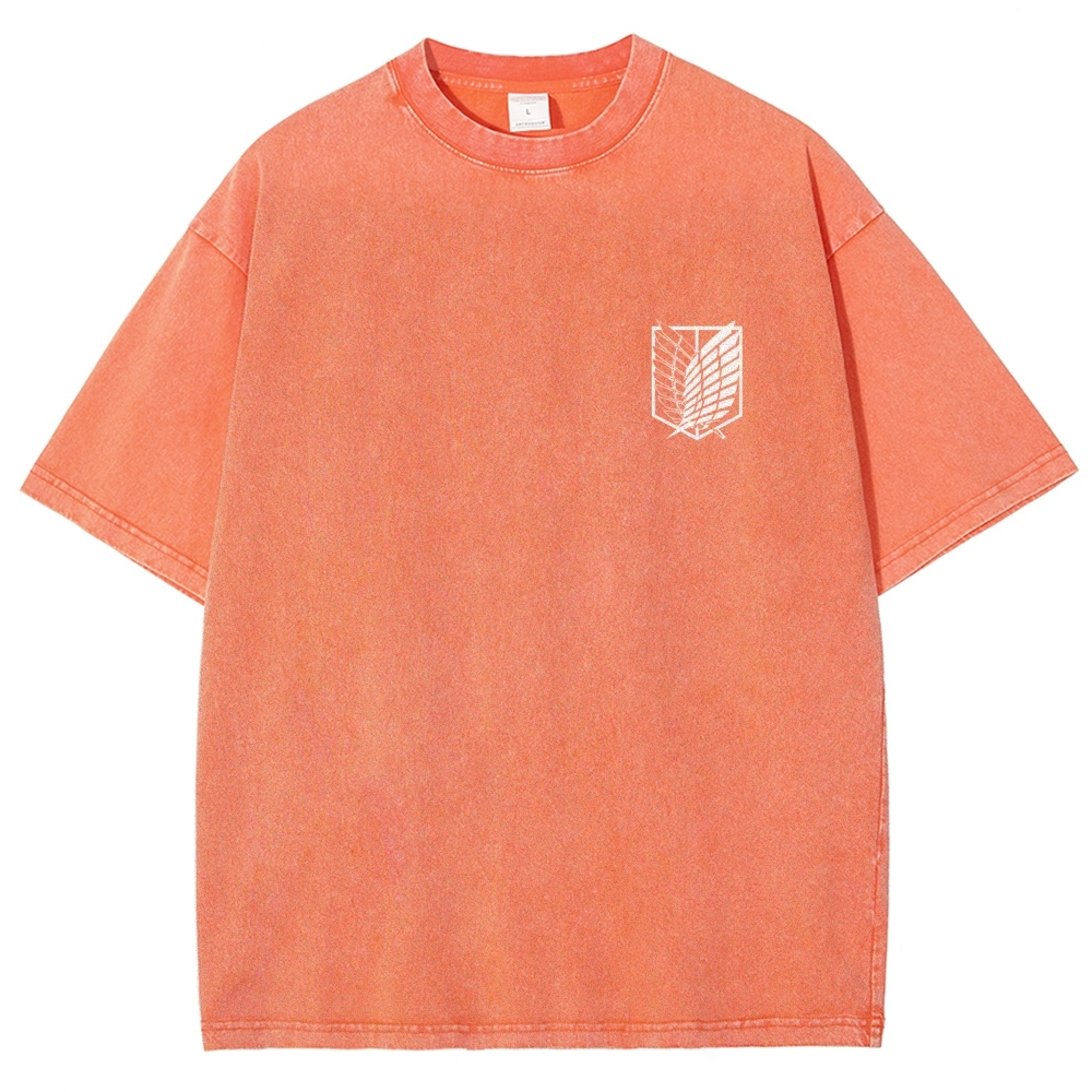 Attack on Titan Anime Acid Washed Oversize T-Shirt