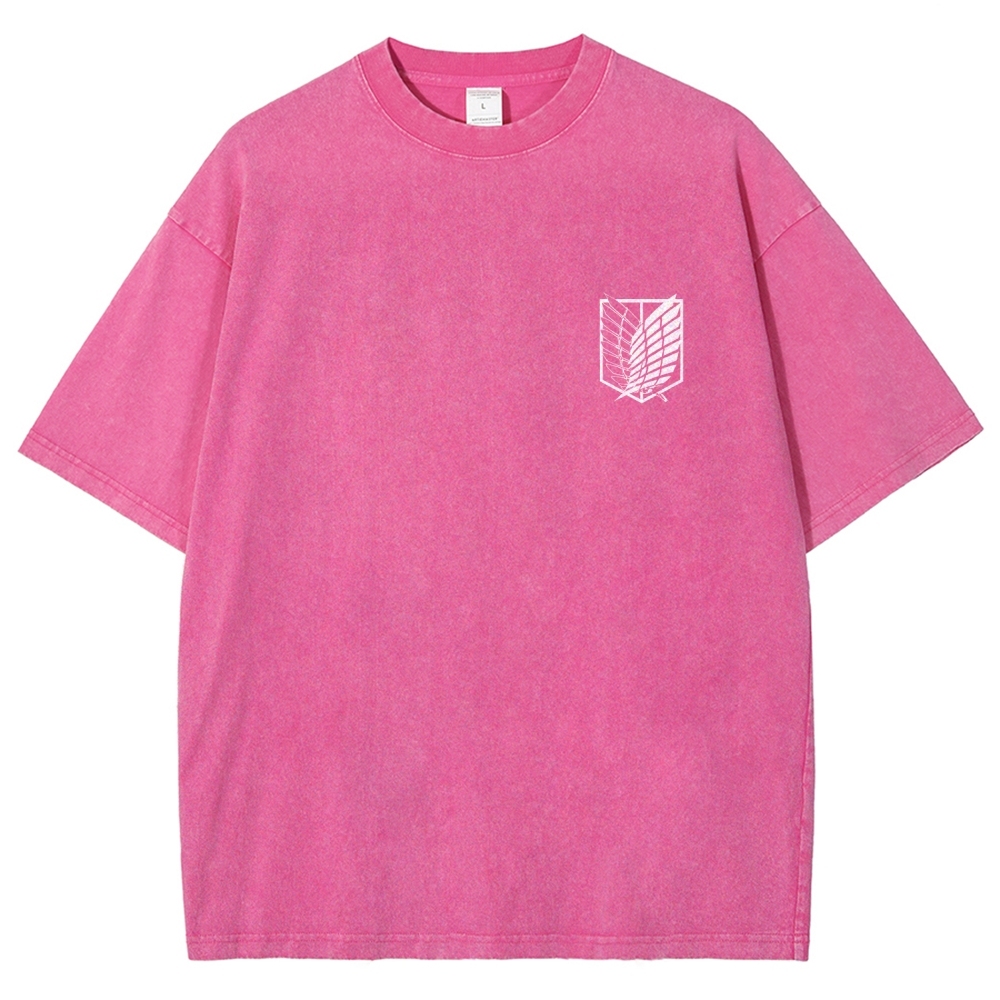 Attack on Titan Anime Acid Washed Oversize T-Shirt