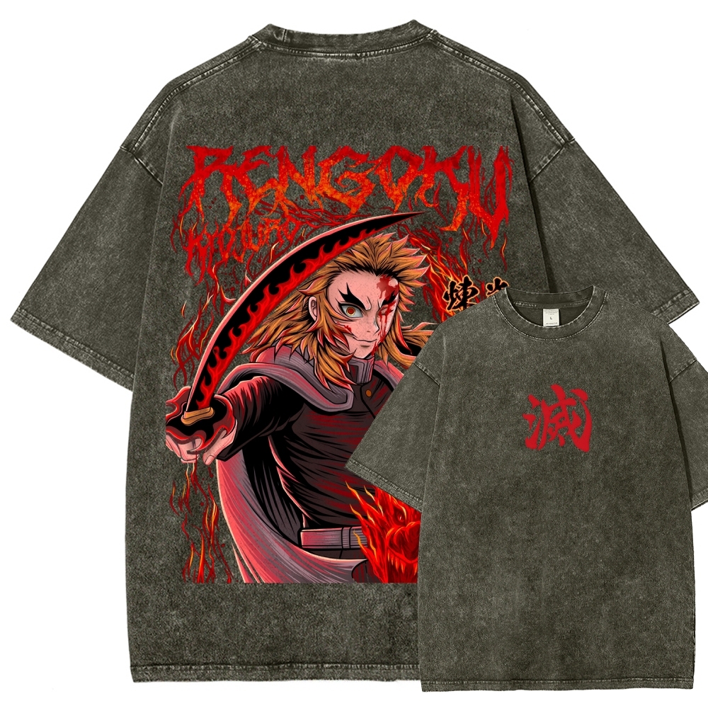 Demon Slayer Anime Unisex Washed T-Shirt