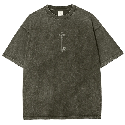 The Key Shingeki no Kyojin - Attack On Titan Anime Vintage Black Cotton Washed T-shirt
