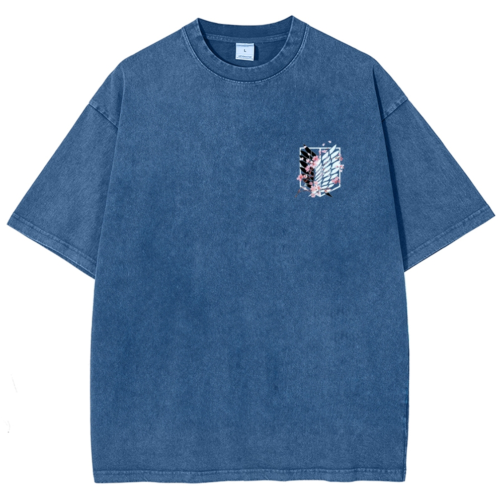Attack On Titan Anime Unisex Tee | Wings Of Freedom AOT Shirts - Eren Acid Wash T-Shirt
