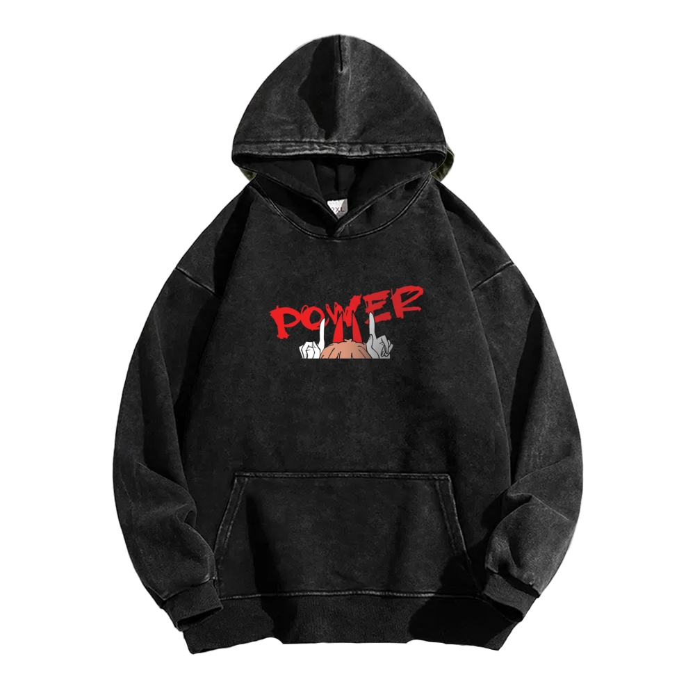 Power patchwork washed hoodie