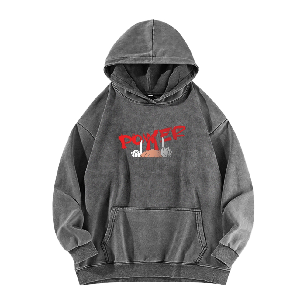 Power patchwork washed hoodie