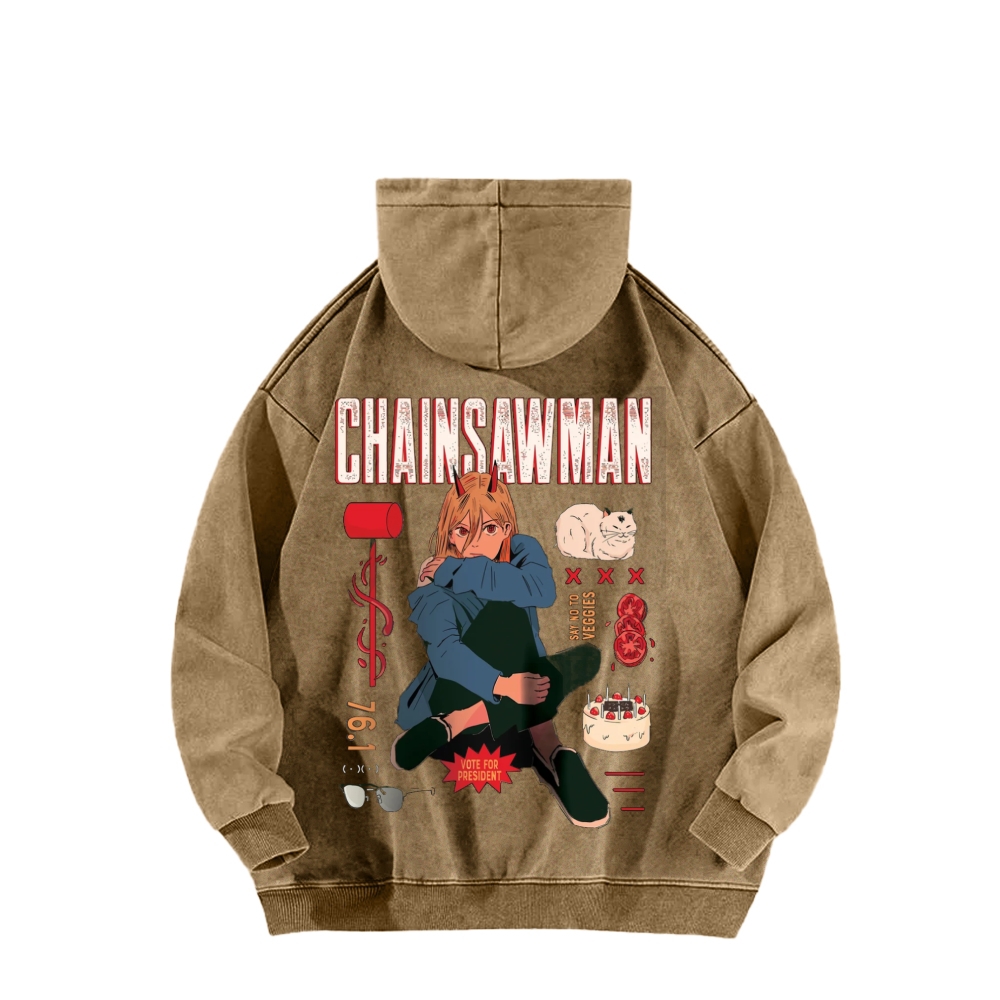 Power patchwork washed hoodie