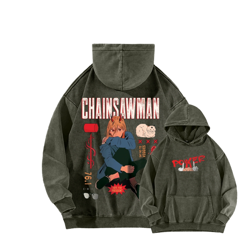 Power patchwork washed hoodie