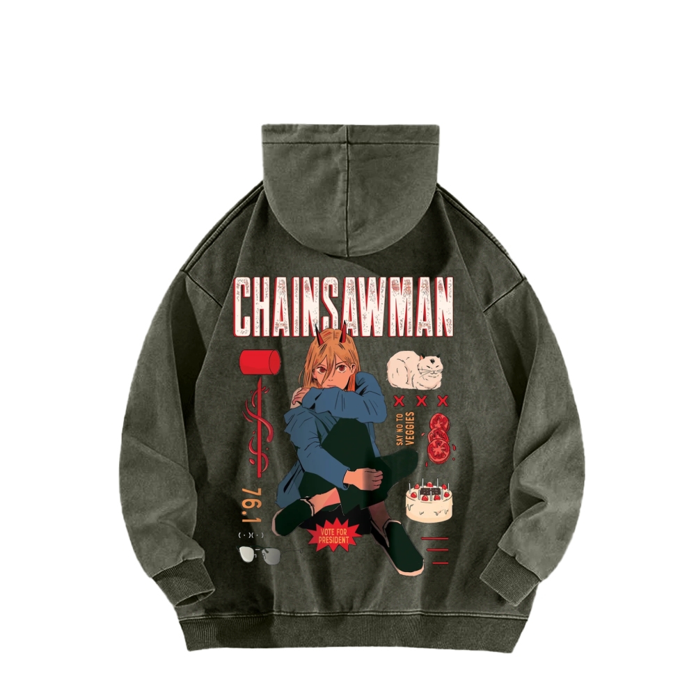 Power patchwork washed hoodie