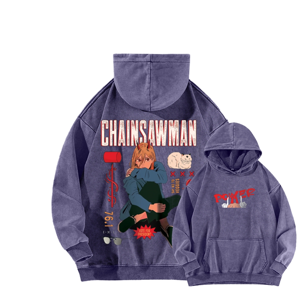 Power patchwork washed hoodie