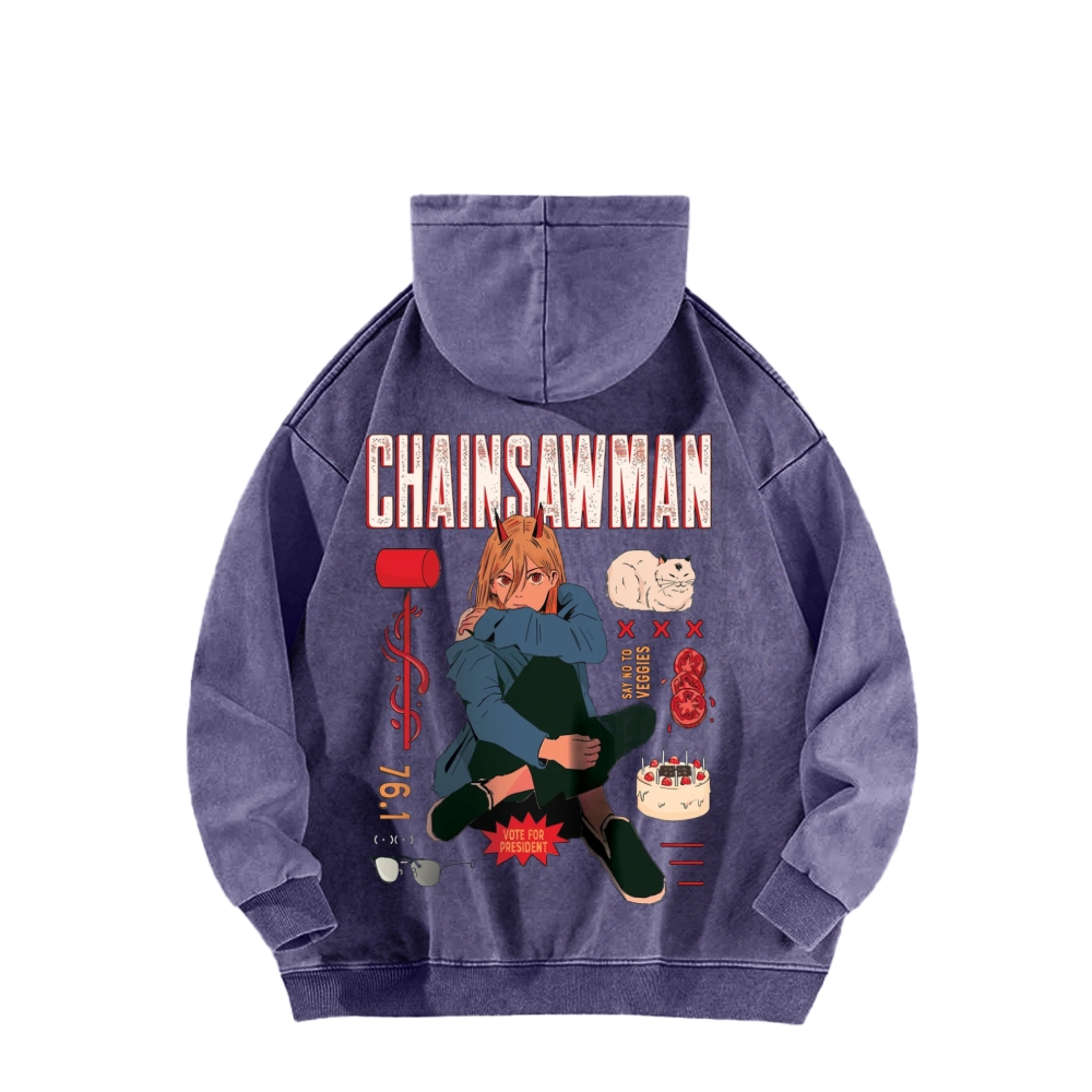 Power patchwork washed hoodie