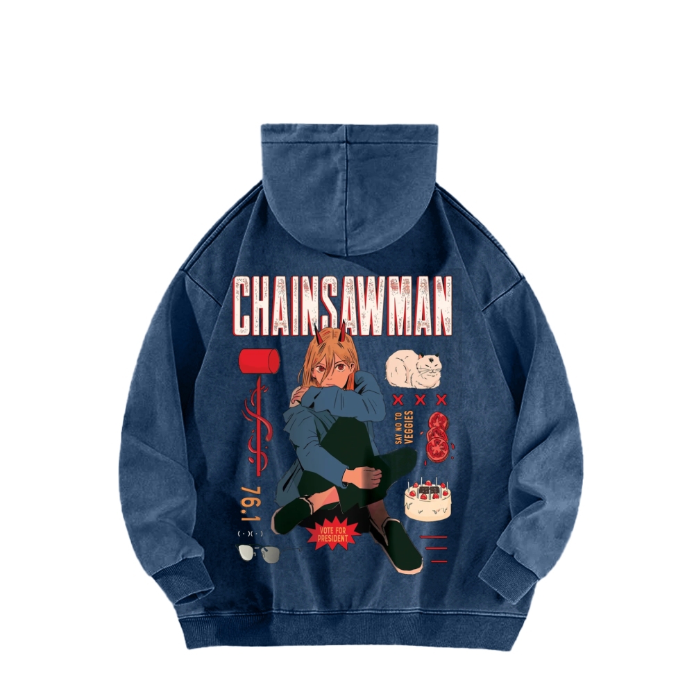 Power patchwork washed hoodie