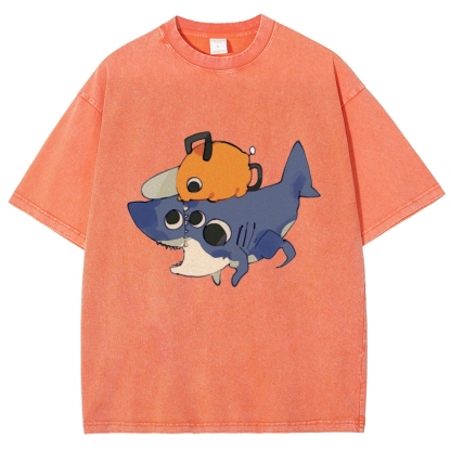 Chainsaw Man Washed Cotton T-shirt