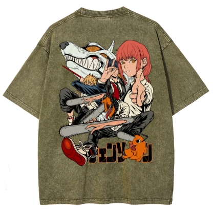 Chainsaw Man Washed Cotton T-shirt