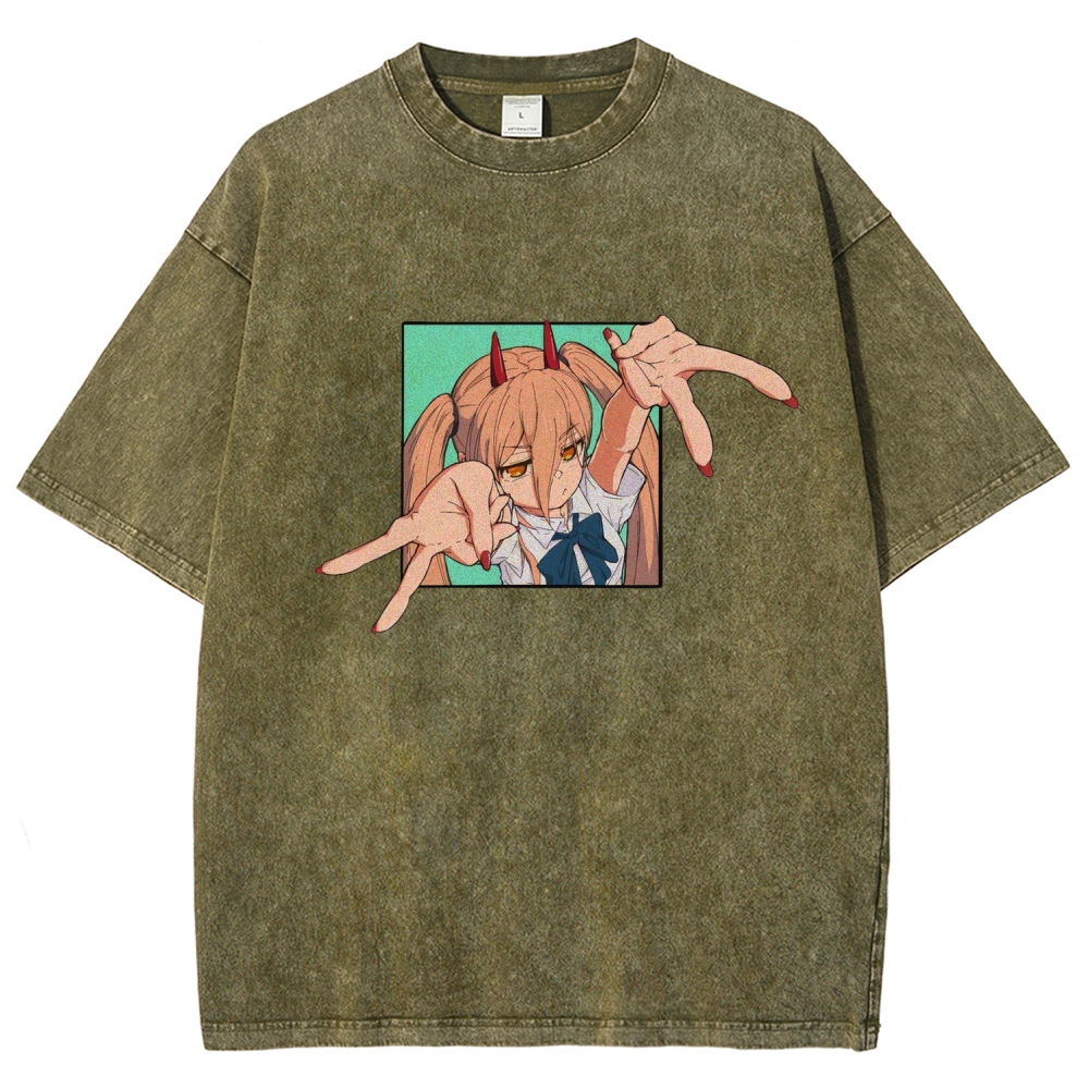 Chainsaw Man Washed Cotton T-shirt