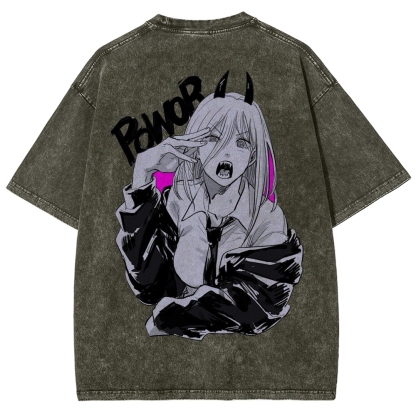 Chainsaw Man Washed Cotton T-shirt