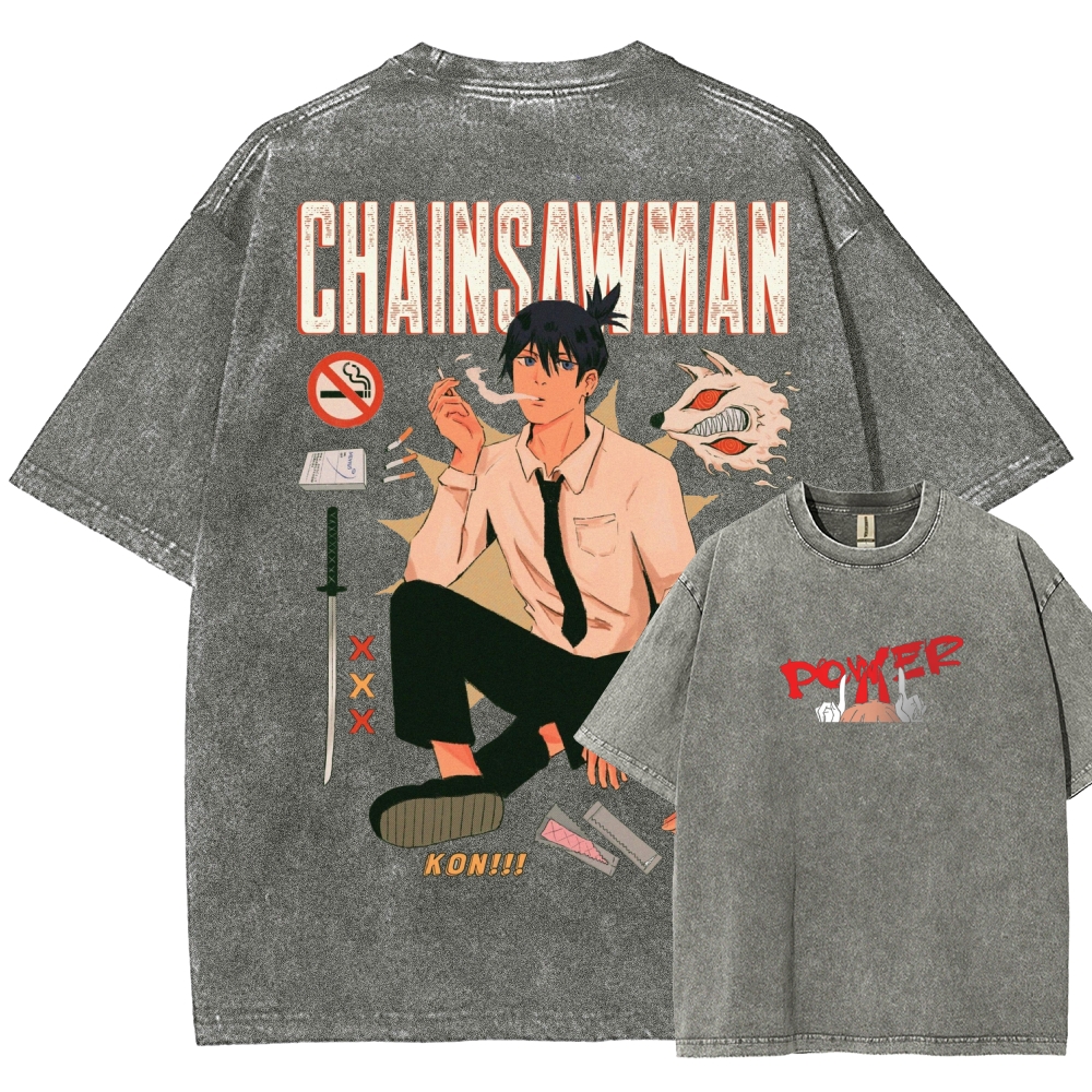 Chainsaw Man Washed Cotton T-shirt