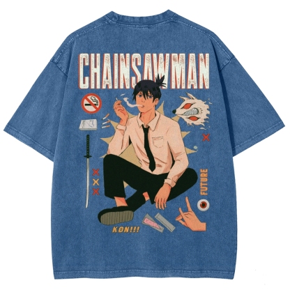 Chainsaw Man Washed Cotton T-shirt