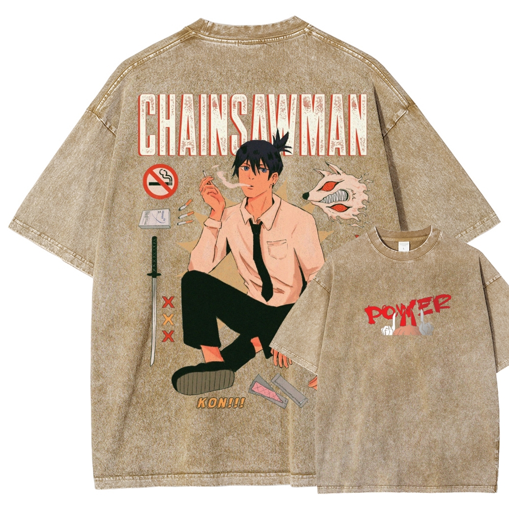 Chainsaw Man Washed Cotton T-shirt