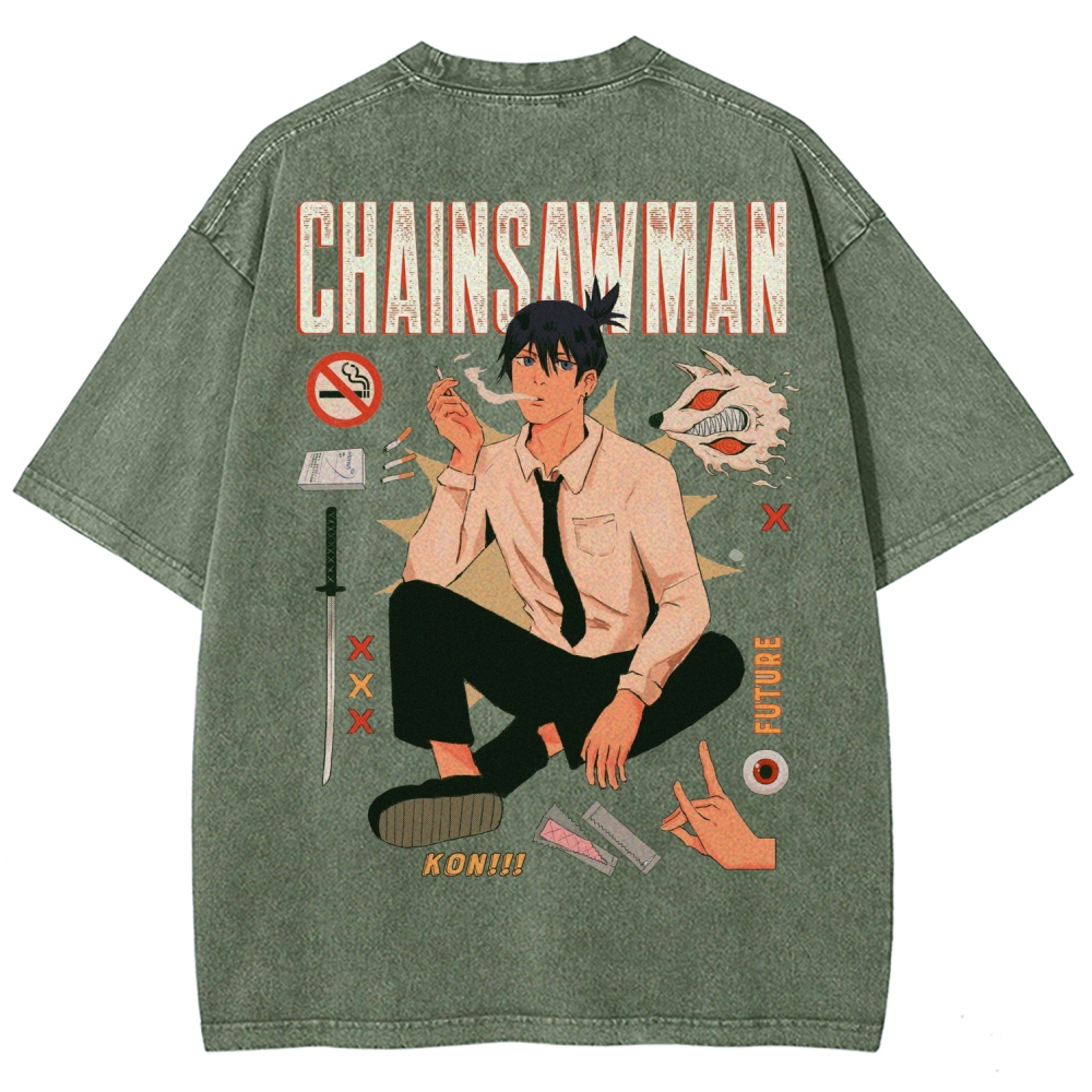 Chainsaw Man Washed Cotton T-shirt