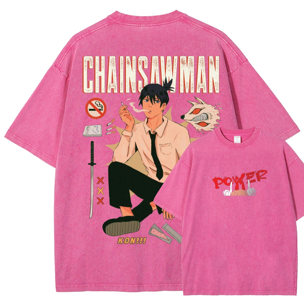 Chainsaw Man Washed Cotton T-shirt
