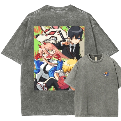 Chainsaw Man Washed Cotton T-shirt