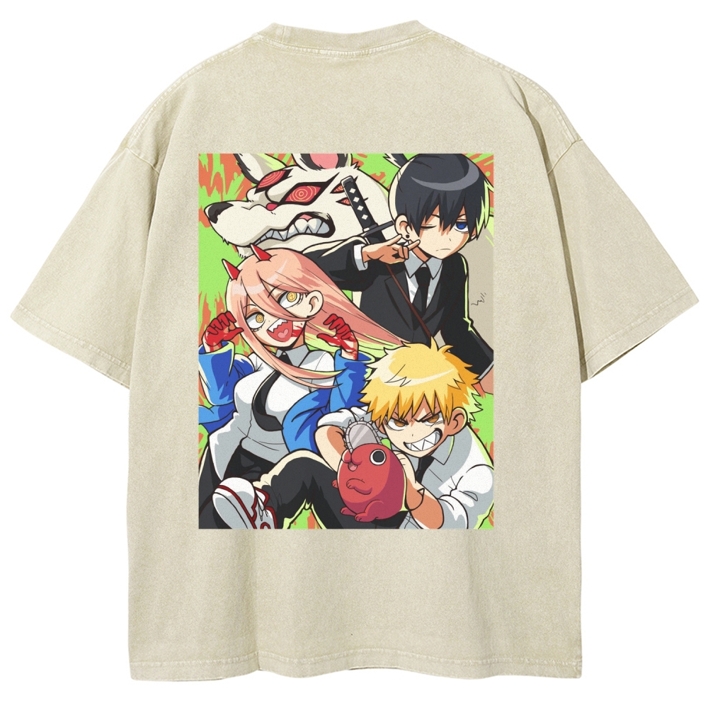 Chainsaw Man Washed Cotton T-shirt