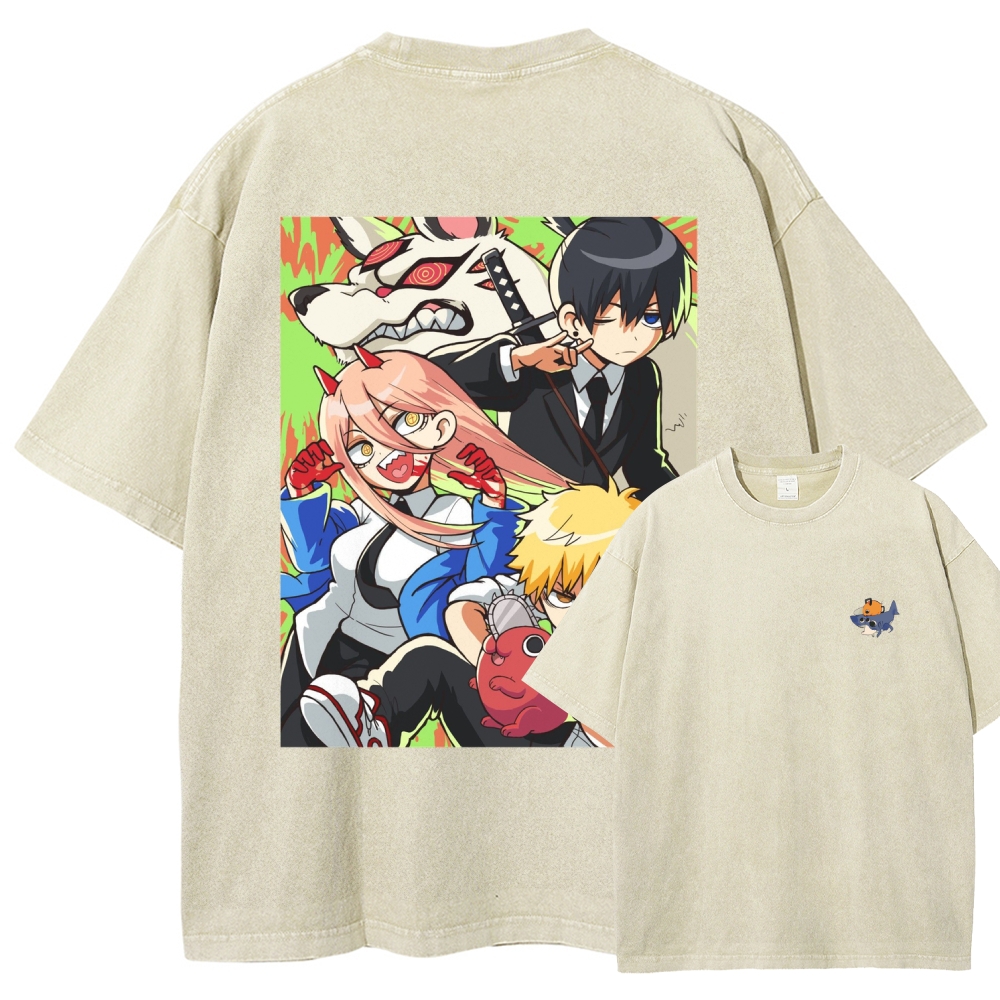 Chainsaw Man Washed Cotton T-shirt