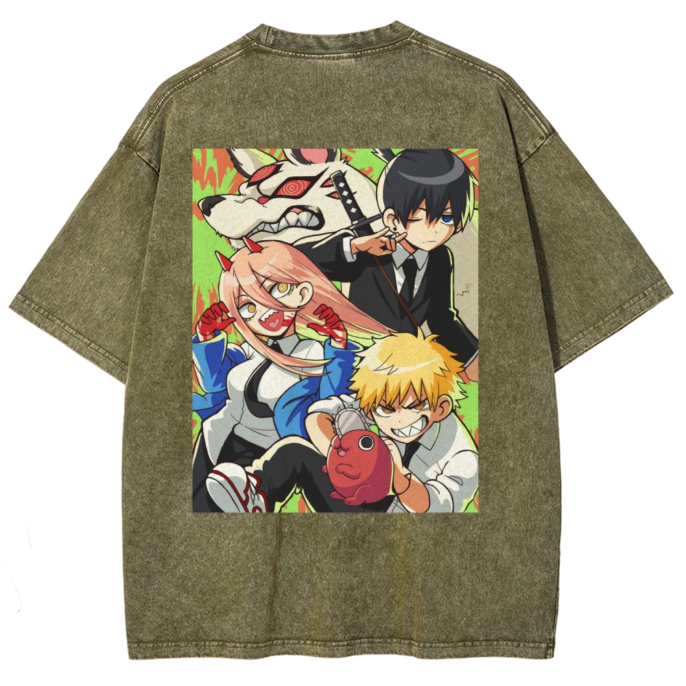Chainsaw Man Washed Cotton T-shirt