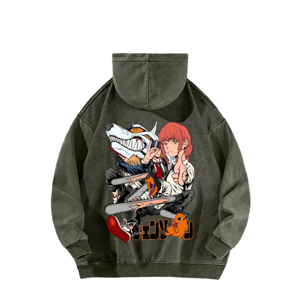 Chainsaw Man Washed Cotton Hoodie