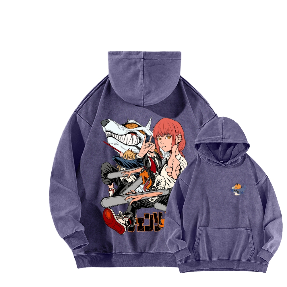 Chainsaw Man Washed Cotton Hoodie