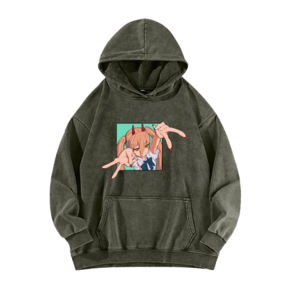 Chainsaw Man Washed Cotton Hoodie