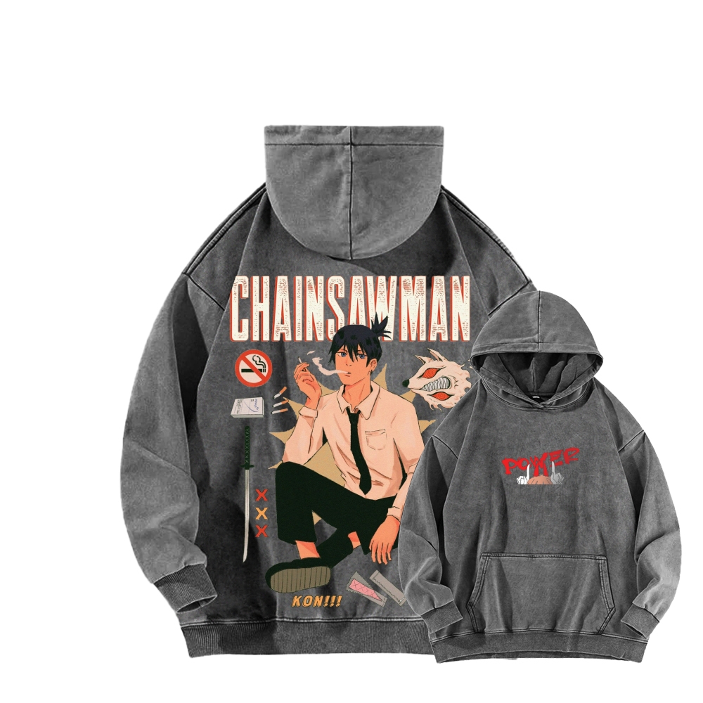 Chainsaw Man Washed Cotton Hoodie