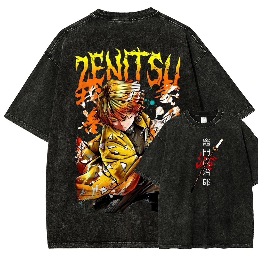 Zenitsu - Demon Slayer Clothing Washed Cotton T-Shirt