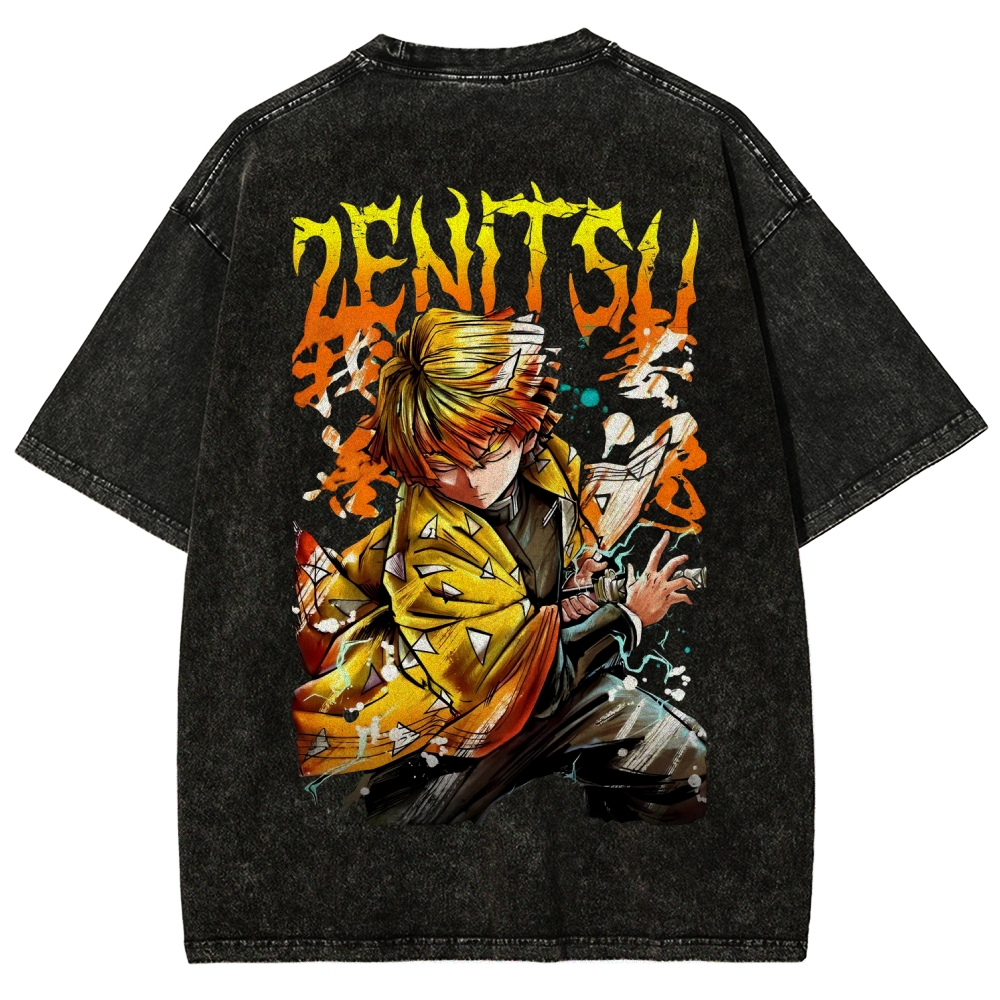 Zenitsu - Demon Slayer Clothing Washed Cotton T-Shirt