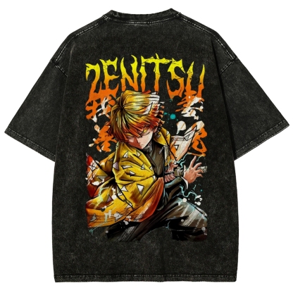 Zenitsu - Demon Slayer Clothing Washed Cotton T-Shirt