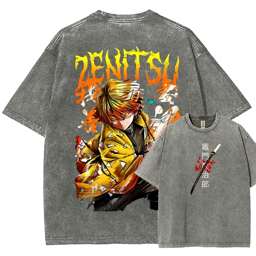 Zenitsu - Demon Slayer Clothing Washed Cotton T-Shirt