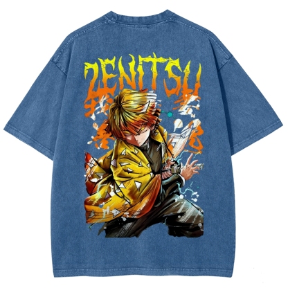 Zenitsu - Demon Slayer Clothing Washed Cotton T-Shirt