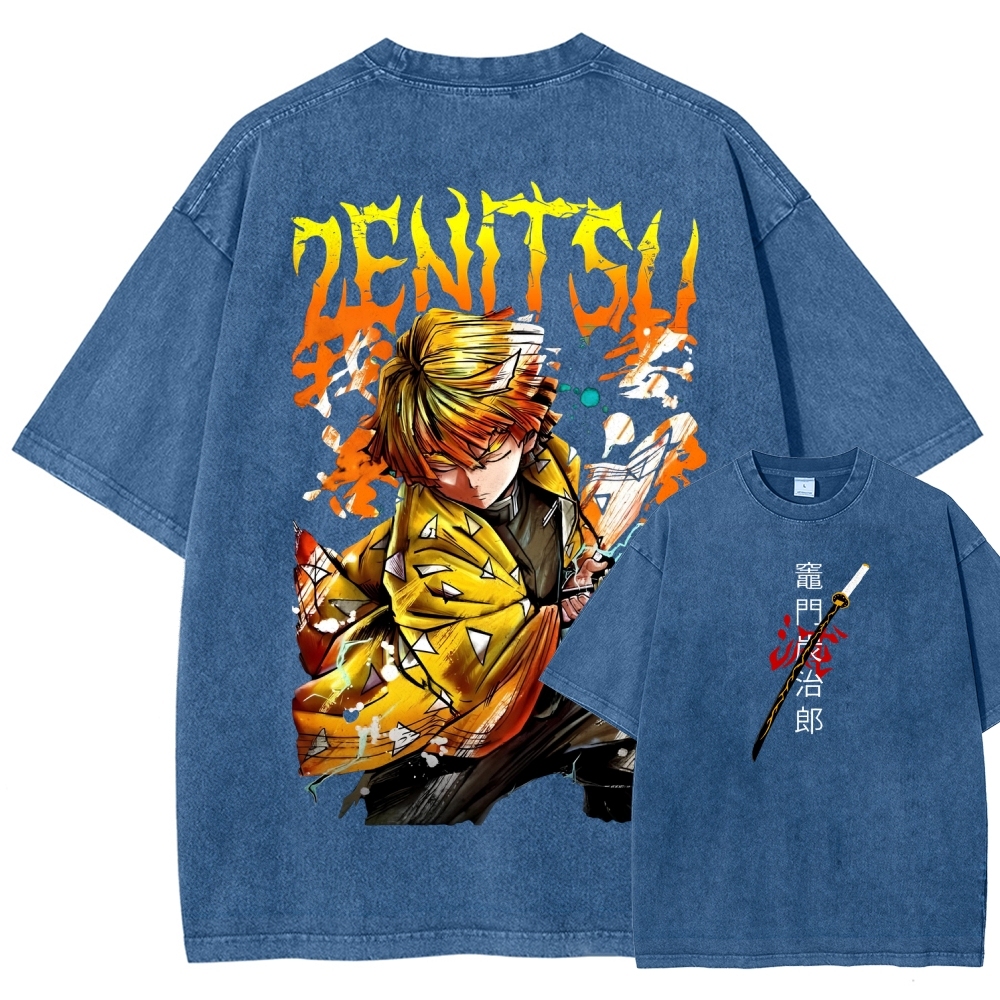 Zenitsu - Demon Slayer Clothing Washed Cotton T-Shirt